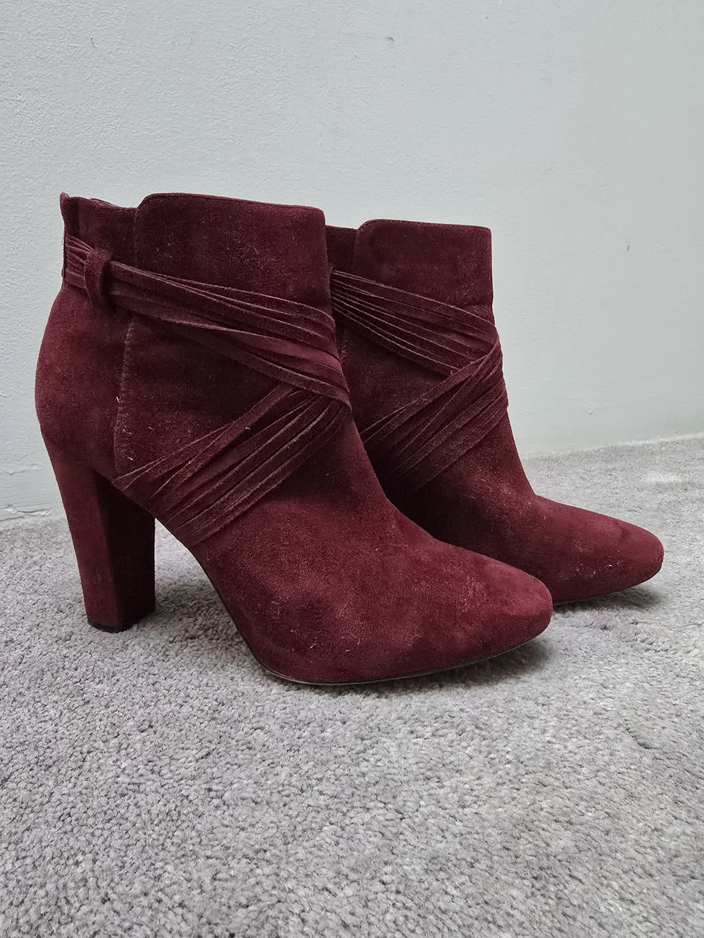 White House Black Market Women's Suede Ankle Boots in Wine
